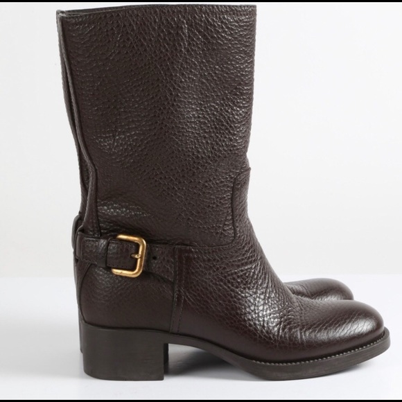 PRADA Brown Leather Ankle Boots - Picture 2 of 6